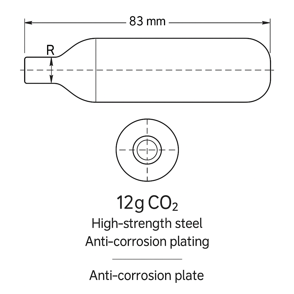 8g C02 Technical Drawing | Populargas