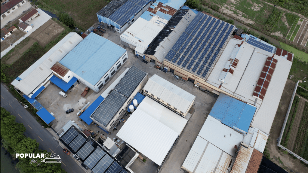 Aerial photo of populargas factory shoot